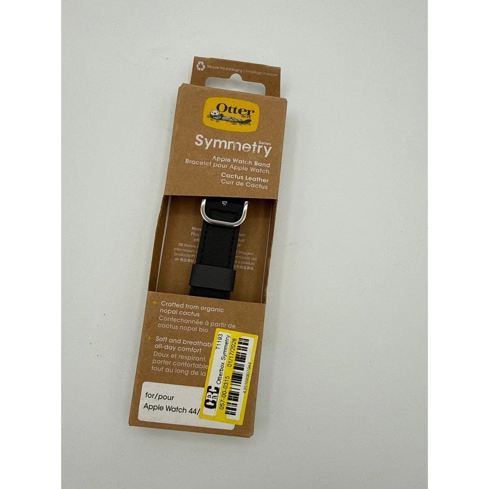 OtterBox Symmetry Apple Watch Band Unisex 44/45mm Black New Cactus Leather Strap